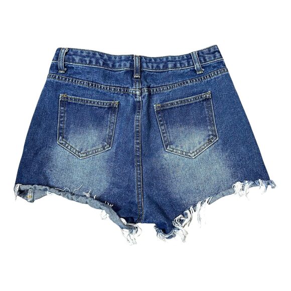 Denim Jean Shorts High-Waisted Dark Wash Size 6 - Picture 2 of 3